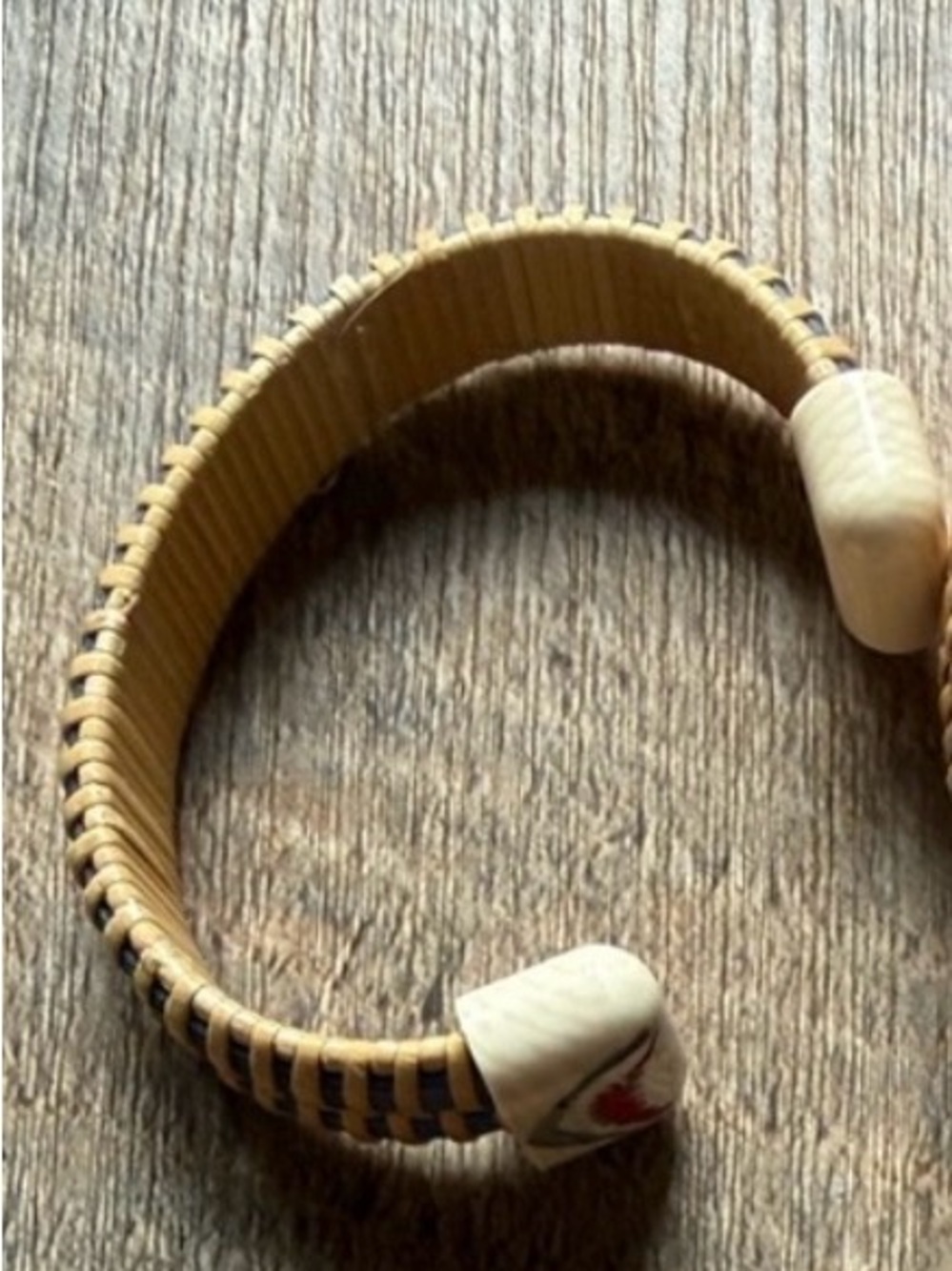 Nantucket Woven Basket bracelet with shark on end cap